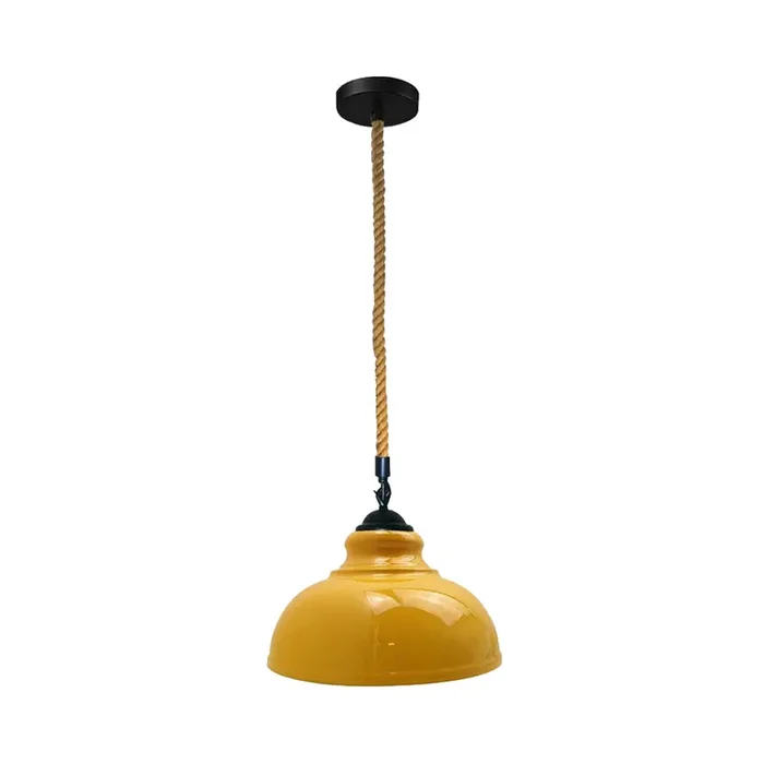 Yellow Dome Vintage Rope Pendant Light