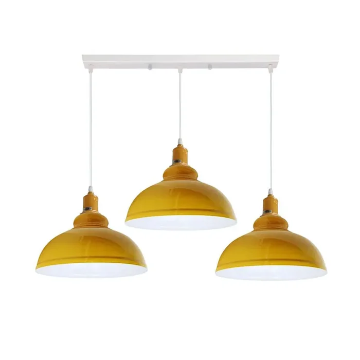 Yellow Dome Vintage Style 3 Light Pendant