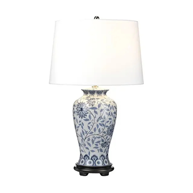 Ying Blue and White with Ivory Shade Table Lamp