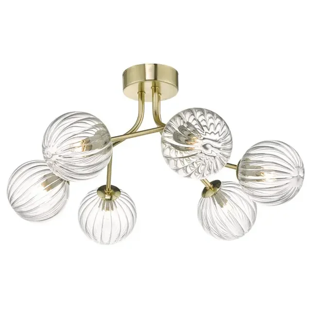 Yiska 6 Light Gold & Glass Semi Flush Pendant Light