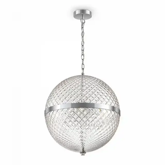 Yonkers 3 Light Chrome and Faceted Glass Globe Pendant Light