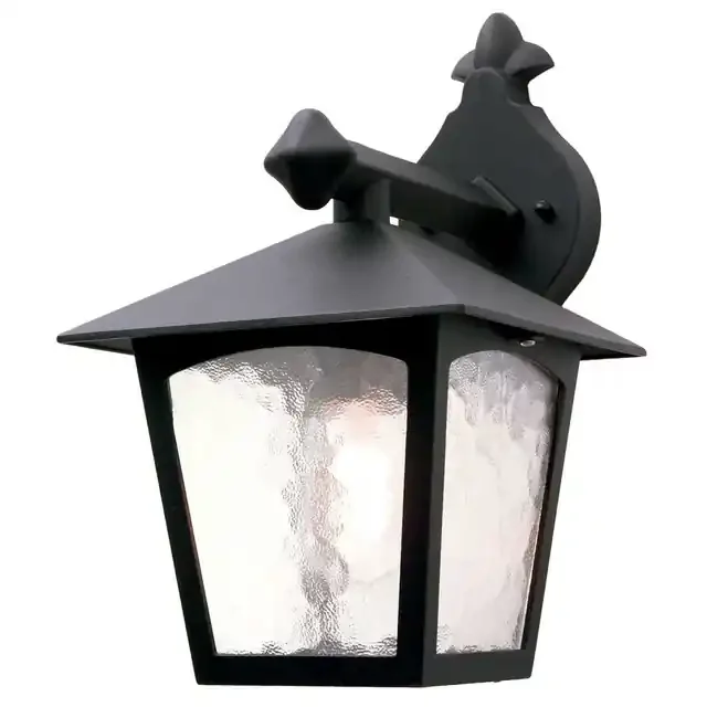 York Black Lantern Downward IP43 Wall Light