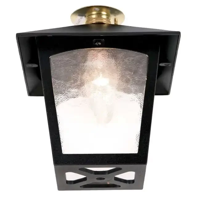 York Black Lantern IP23 Flush Ceiling Light