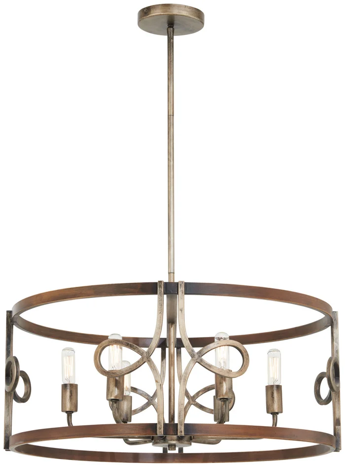 Yorkville by Robin Baron Six Light Pendant in Aged Darkwood w/Silver Patina (7|2696-115)
