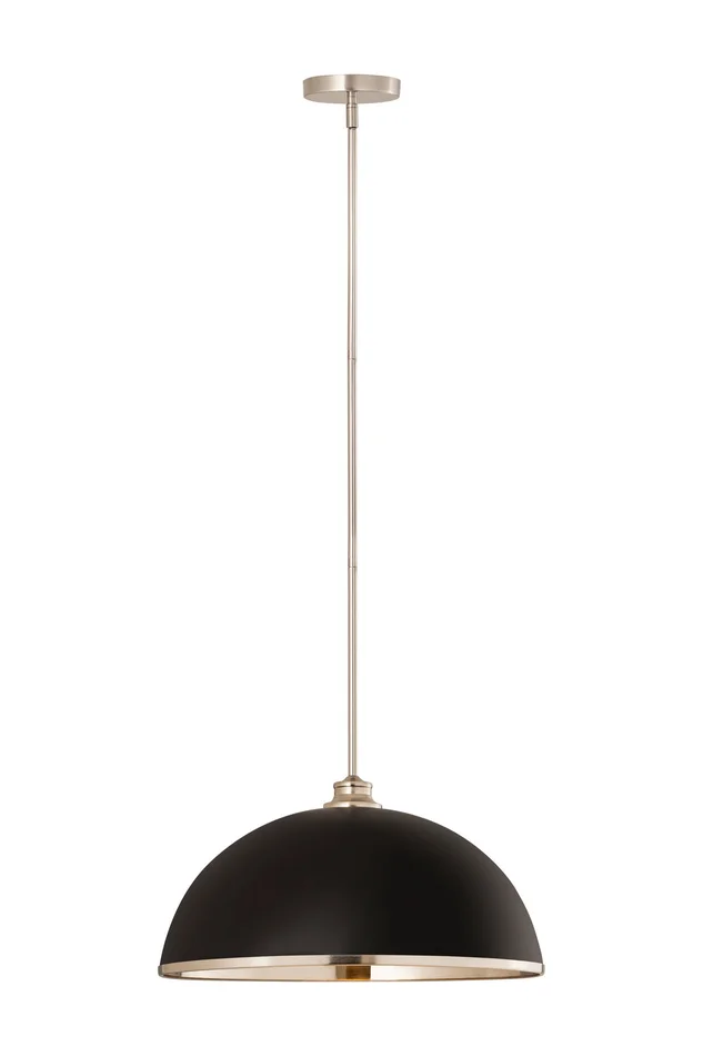 Z-Lite 1004P20-MB-BN Landry One Light Pendant, Matte Black / Brushed Nickel