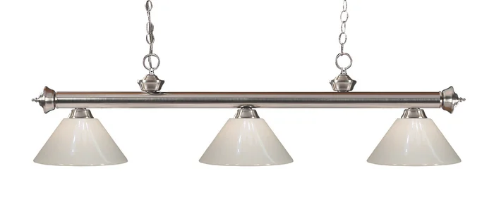 Z-Lite 100703BN-PWH Riviera Three Light Island Pendant, Brushed Nickel