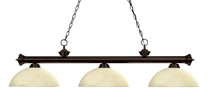 Z-Lite 200-3BRZ-DGM14 Riviera Three Light Island Pendant, Bronze