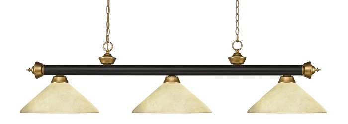 Z-Lite 200-3BRZ+SG-AGM14 Riviera Three Light Island Pendant, Bronze / Satin Gold
