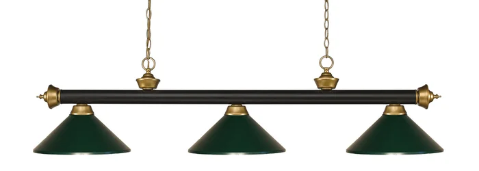 Z-Lite 200-3BRZ+SG-MDG Riviera Three Light Island Pendant, Bronze / Satin Gold