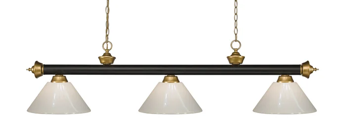 Z-Lite 200-3BRZ+SG-PWH Riviera Three Light Island Pendant, Bronze / Satin Gold