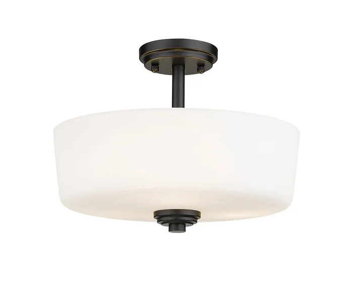 Z-Lite 220SF3-MB Arlington Three Light Semi Flush Mount, Matte Black