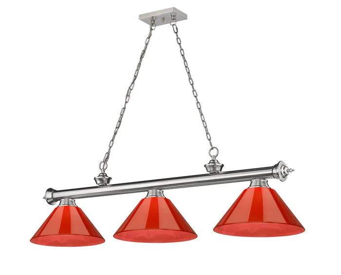 Z-Lite 2306-3BN-ARBG Cordon Three Light Island Pendant, Brushed Nickel