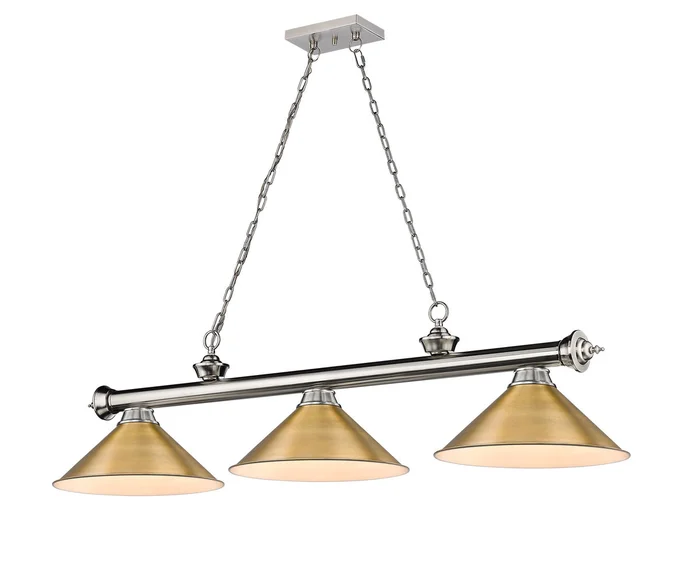 Z-Lite 2306-3BN-RB15 Cordon Three Light Island Pendant, Brushed Nickel
