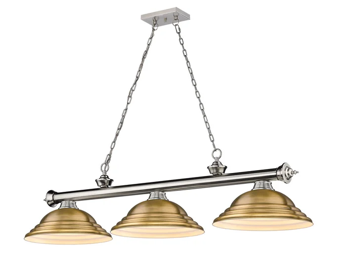 Z-Lite 2306-3BN-SRB Cordon Three Light Island Pendant, Brushed Nickel