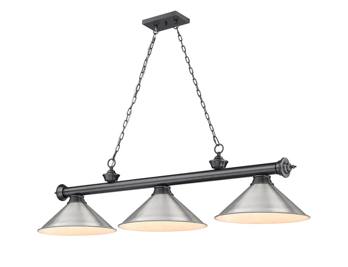 Z-Lite 2306-3BP-BN15 Cordon Three Light Island Pendant, Bronze Plate