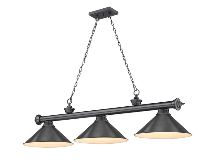 Z-Lite 2306-3BP-BP15 Cordon Three Light Island Pendant, Bronze Plate