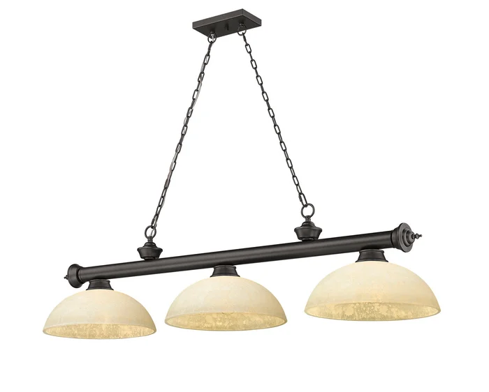 Z-Lite 2306-3BRZ-DGM14 Cordon Three Light Island Pendant, Bronze
