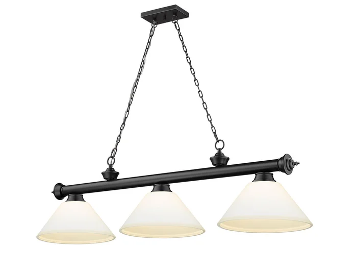 Z-Lite 2306-3MB-AMO14 Cordon Three Light Island Pendant, Matte Black