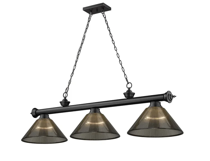 Z-Lite 2306-3MB-ARS Cordon Three Light Island Pendant, Matte Black