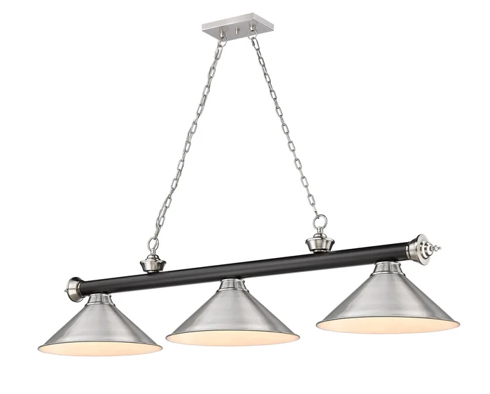 Z-Lite 2306-3MB-BN-BN15 Cordon Three Light Island Pendant, Matte Black / Brushed Nickel