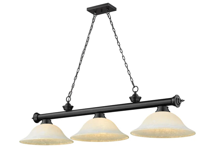 Z-Lite 2306-3MB-WM16 Cordon Three Light Island Pendant, Matte Black