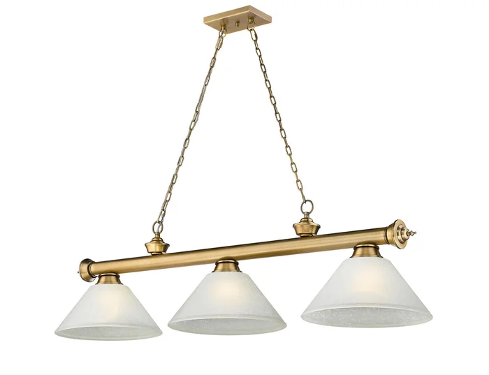 Z-Lite 2306-3RB-AWL14 Cordon Three Light Island Pendant, Rubbed Brass