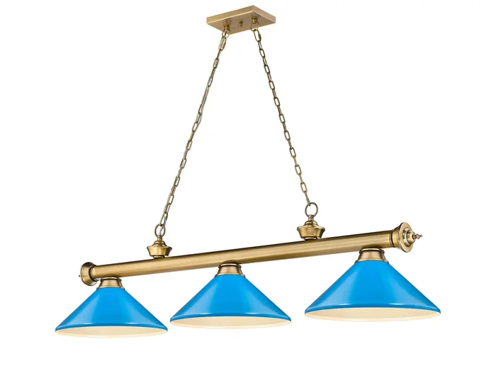 Z-Lite 2306-3RB-MEB Cordon Three Light Island Pendant, Rubbed Brass