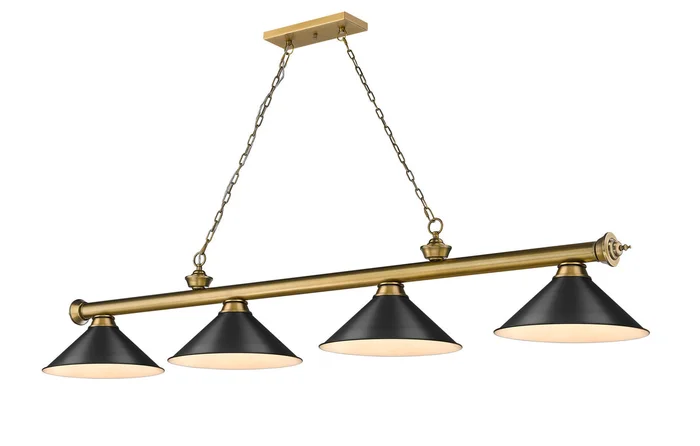 Z-Lite 2306-4RB-MB15 Cordon Four Light Island Pendant, Rubbed Brass