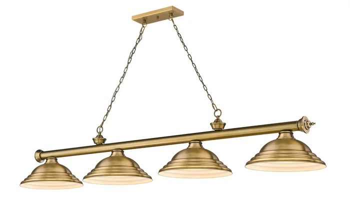 Z-Lite 2306-4RB-SRB Cordon Four Light Island Pendant, Rubbed Brass