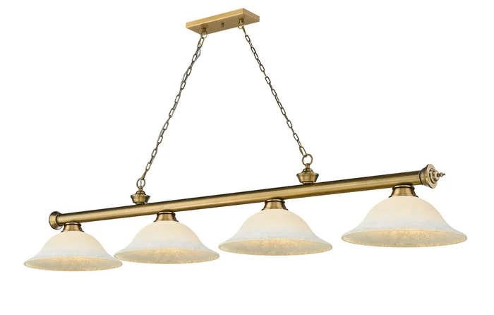 Z-Lite 2306-4RB-WM16 Cordon Four Light Island Pendant, Rubbed Brass