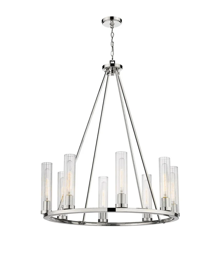Z-Lite 3031-8PN Beau Eight Light Chandelier, Polished Nickel