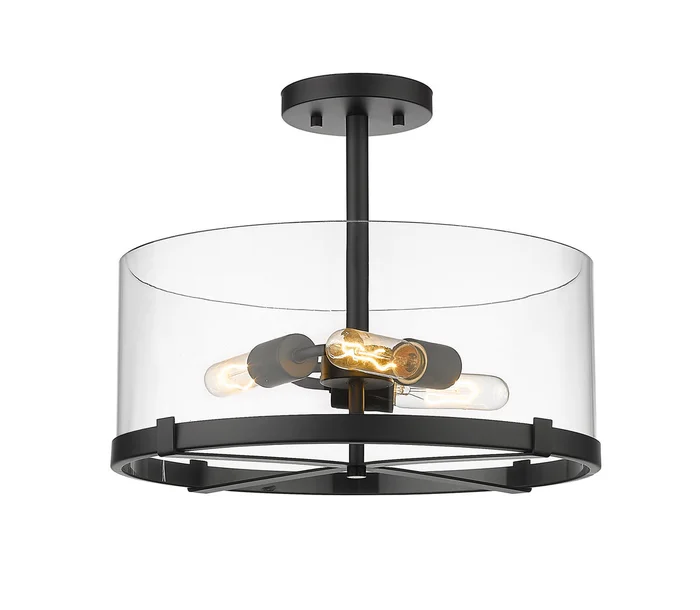 Z-Lite 3032SF-MB Callista Three Light Semi Flush Mount, Matte Black