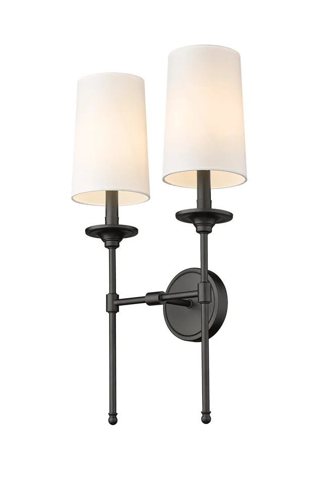 Z-Lite 3033-2S-MB Emily Two Light Wall Sconce, Matte Black