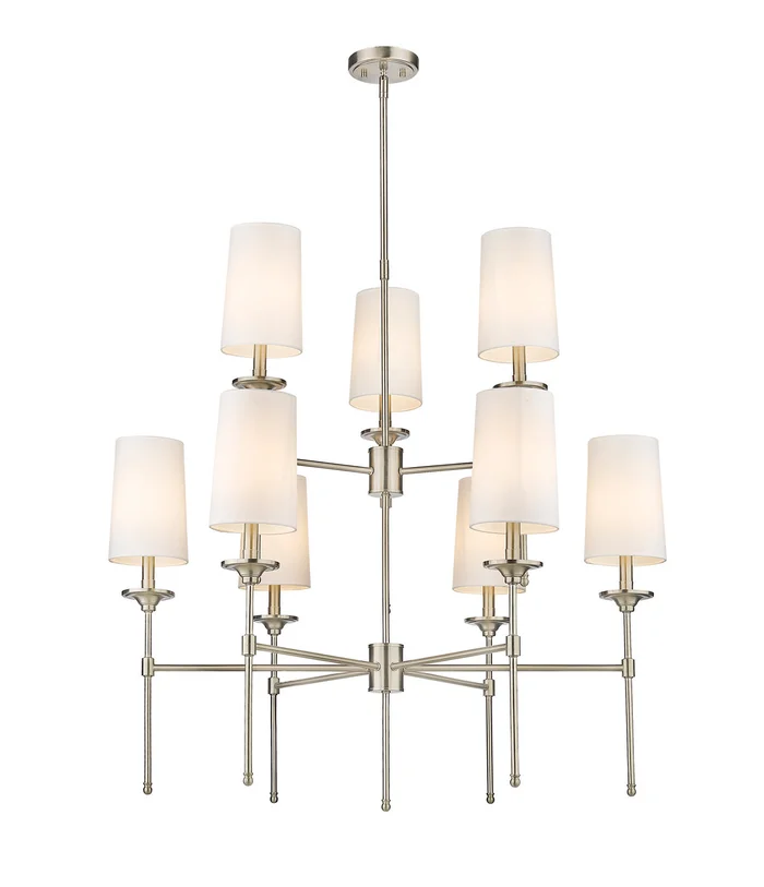 Z-Lite 3033-9BN Emily Nine Light Chandelier, Brushed Nickel
