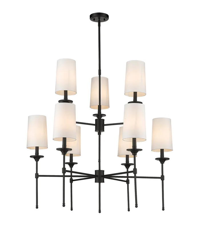 Z-Lite 3033-9MB Emily Nine Light Chandelier, Matte Black
