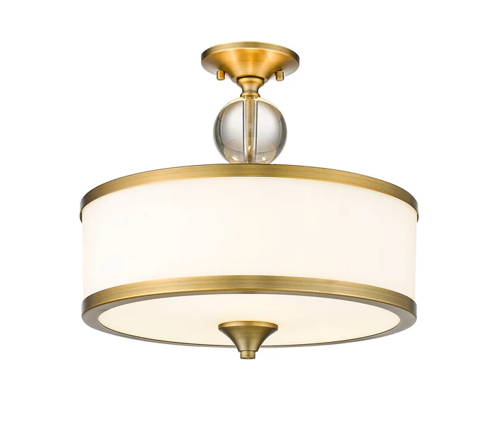 Z-Lite 307SF-HBR Cosmopolitan Three Light Semi Flush Mount, Heritage Brass