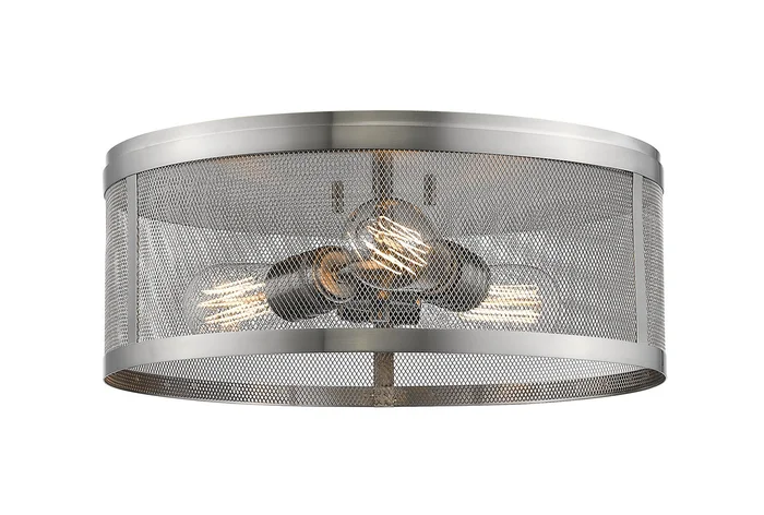 Z-Lite 331F14-BN Meshsmith Three Light Flush Mount, Brushed Nickel