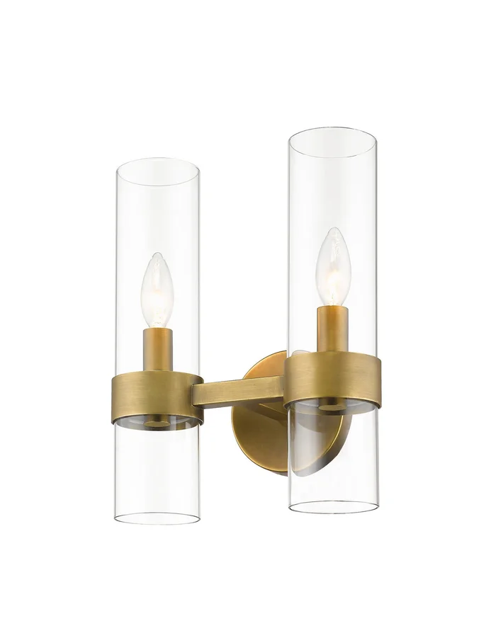 Z-Lite 4008-2S-RB Datus Two Light Wall Sconce, Rubbed Brass