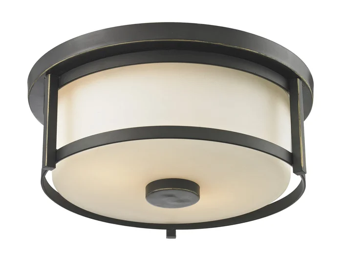 Z-Lite 413F11 Savannah Two Light Flush Mount, Olde Bronze