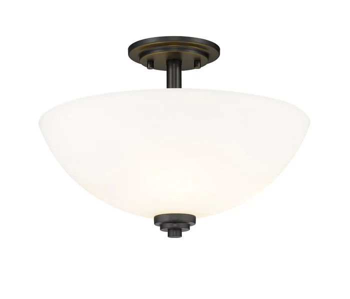 Z-Lite 443SF-MB Ashton Three Light Semi Flush Mount, Matte Black
