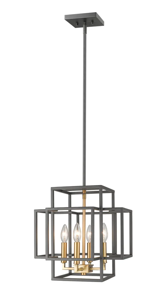 Z-Lite 454-14BRZ-OBR Titania Four Light Pendant, Bronze / Olde Brass