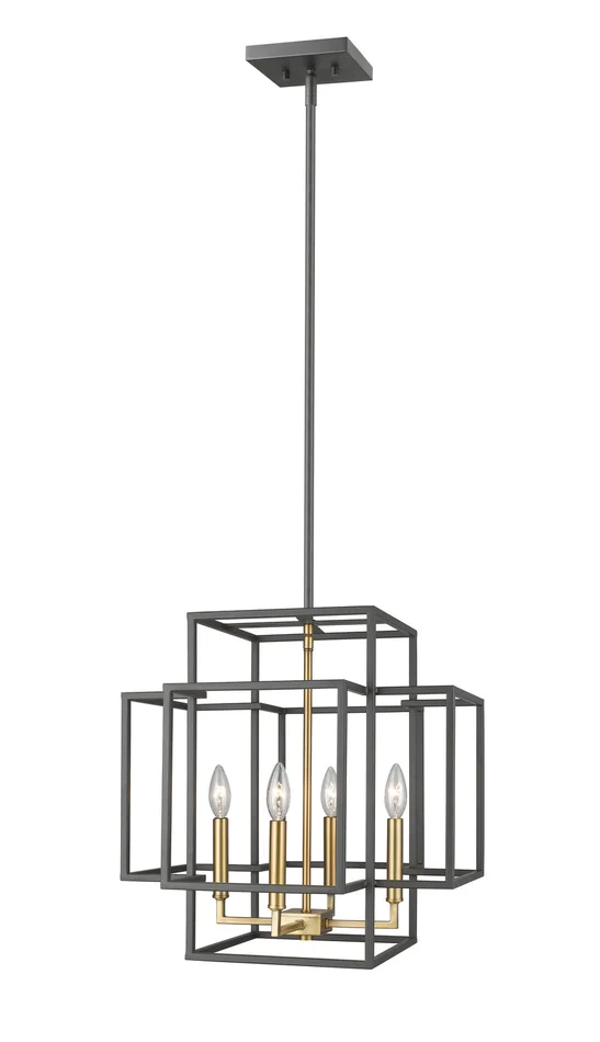 Z-Lite 454-18BRZ-OBR Titania Four Light Pendant, Bronze / Olde Brass