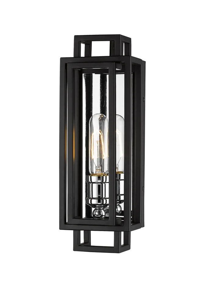 Z-Lite 454-1S-BK-CH Titania One Light Wall Sconce, Black / Chrome