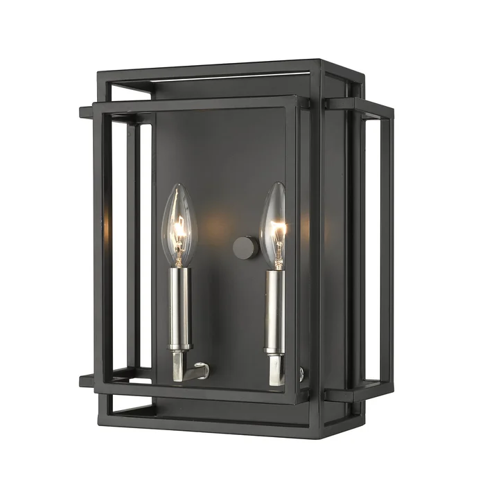 Z-Lite 454-2S-BK-BN Titania Two Light Wall Sconce, Black / Brushed Nickel