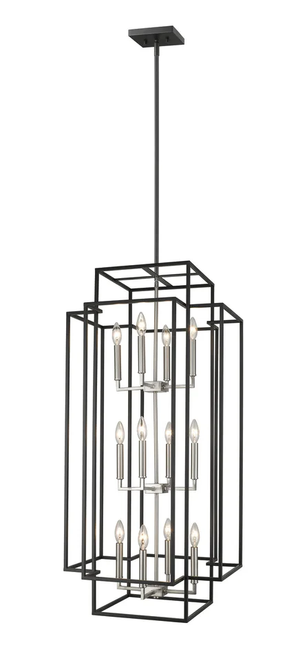 Z-Lite 454-42BK-BN Titania 12 Light Pendant, Black / Brushed Nickel