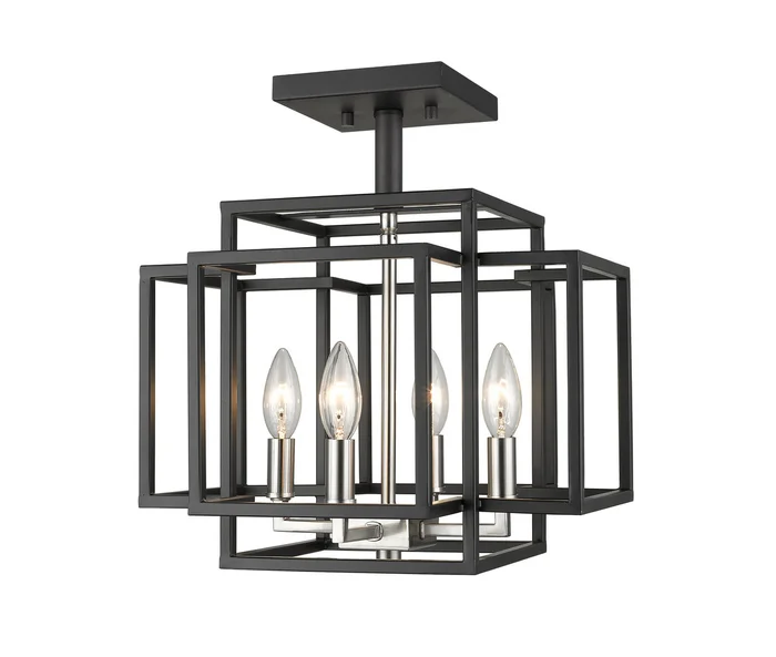 Z-Lite 454SF-BK-BN Titania Four Light Semi Flush Mount, Black / Brushed Nickel