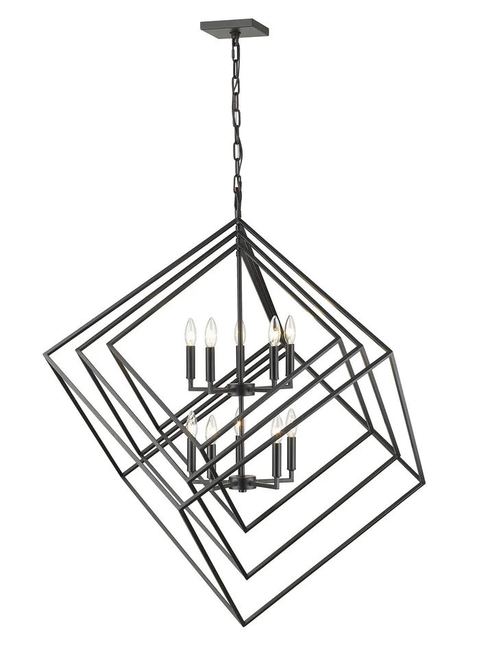 Z-Lite 457-10MB Euclid Ten Light Chandelier, Matte Black