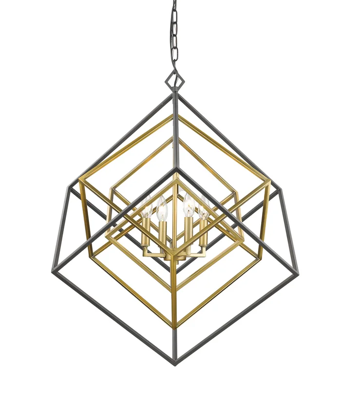 Z-Lite 457-4OBR-BRZ Euclid Four Light Chandelier, Olde Brass / Bronze