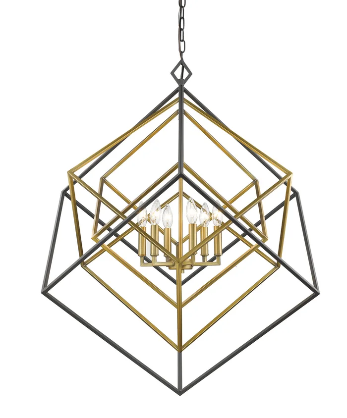 Z-Lite 457-6OBR-BRZ Euclid Six Light Chandelier, Olde Brass / Bronze