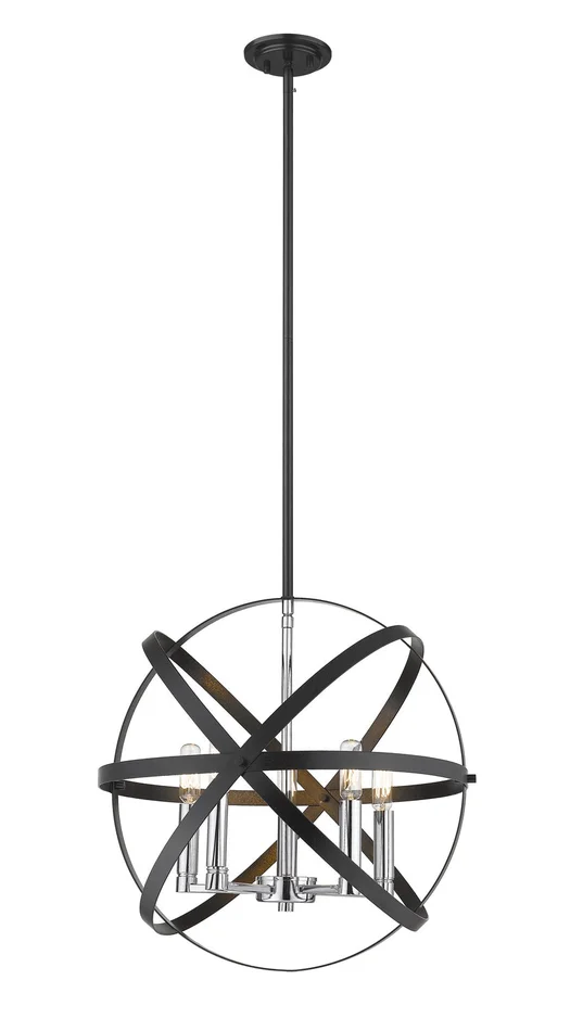 Z-Lite 463-18HBK-CH Cavallo Five Light Pendant, Hammered Black / Chrome